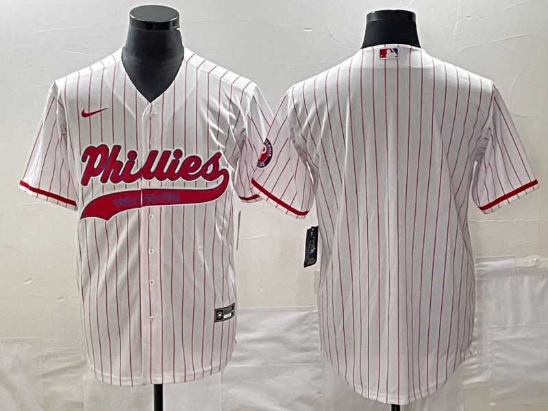 Mens Philadelphia Phillies Blank White Pinstripe Cool Base Stitched Baseball Jersey->philadelphia phillies->MLB Jersey